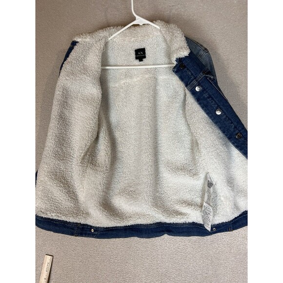 A/X Armani Exchange Denim Jacket Sherpa Lined Trucker Teen Size 14A 166cm - Picture 9 of 10